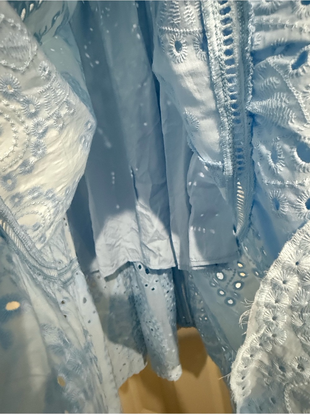 FA Pale Blue Eyelet V-Neck Midi Dress - Picture 11 of 14